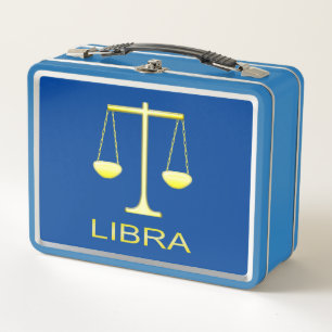 Libra Golden Scales Star Sign Metal Lunch Box