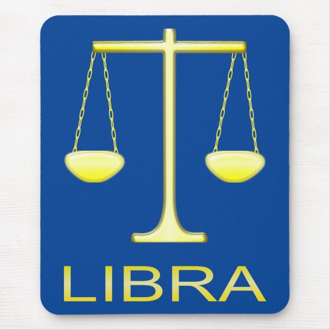 Libra Golden Scales Star Sign Mouse Pad (Front)