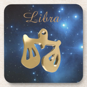 Libra golden sign coaster