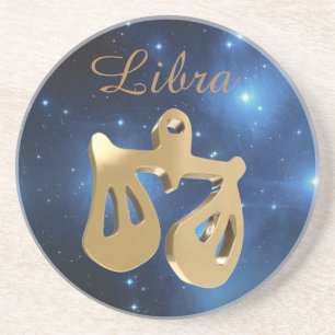 Libra golden sign coaster