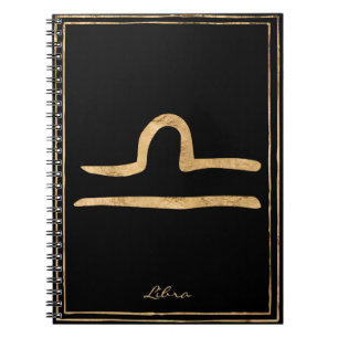 Libra hammered gold stylized astrology symbol  notebook