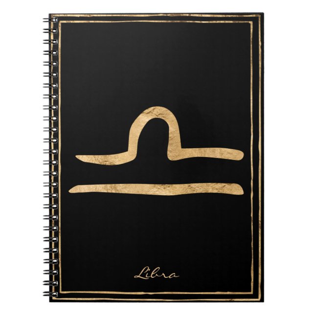 Libra hammered gold stylized astrology symbol  notebook (Front)