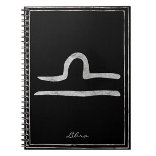 Libra hammered silver stylized astrology symbol notebook