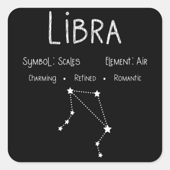 Libra Horoscope Astrology Star Sign Birthday Gift Square Sticker (Front)