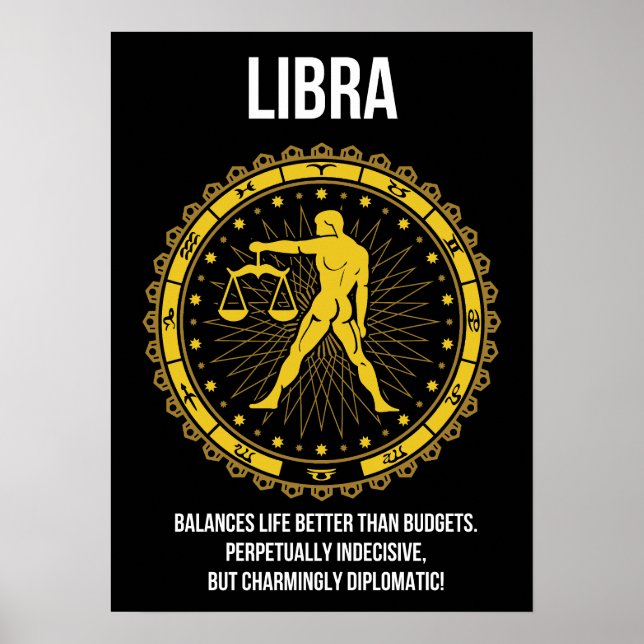 Libra - Horoscope, Funny Zodiac Sign Humour (Front)
