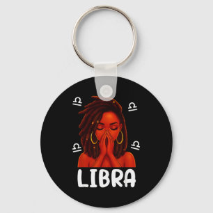 Libra Locd Black Woman Pray Christian Zodiac Birth Keychain