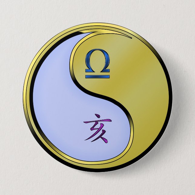 Libra & Metal Boar 3 Inch Round Button (Front)