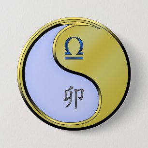 Libra & Metal Rabbit 3 Inch Round Button