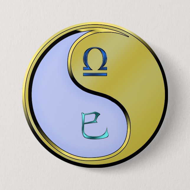 Libra & Metal Snake 3 Inch Round Button (Front)