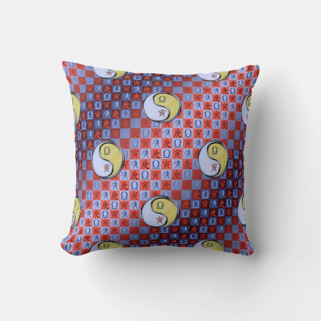 Libra & Metal Tiger Throw Pillow (Front)