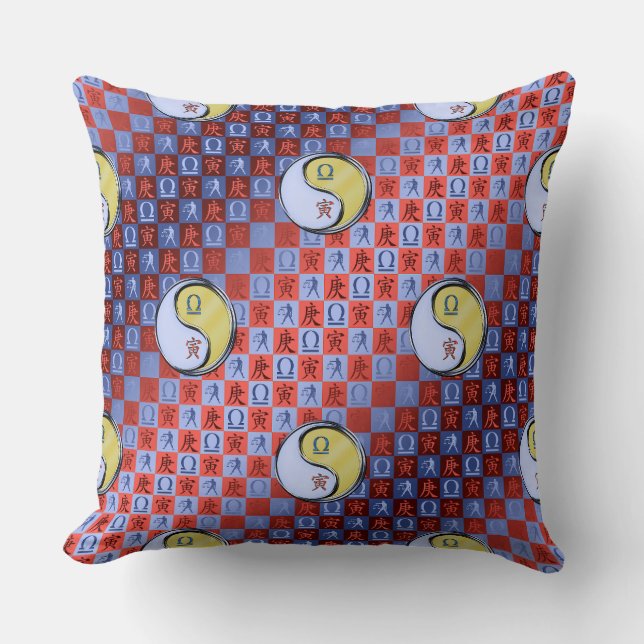 Libra & Metal Tiger Throw Pillow (Front)
