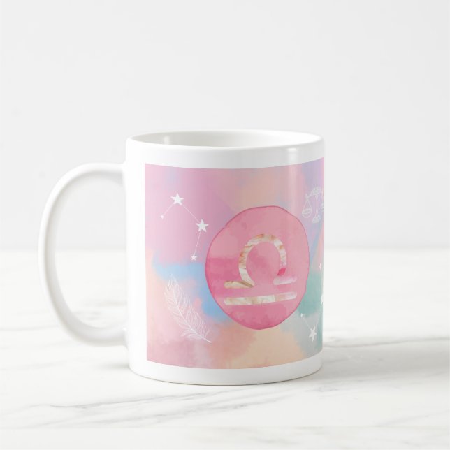 Libra Pastel Aquarelle Astrologie Zodiac Sign Mug (Gauche)