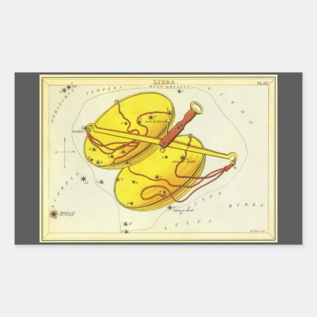 Libra Scales Vintage Constellation Urania's Mirror Sticker (Front)