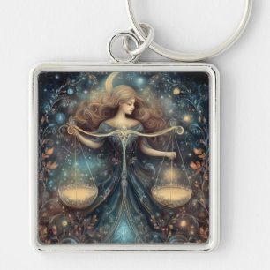 Libra Scales Zodiac Astrology Celestial Birthday Keychain