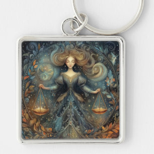 Libra Scales Zodiac Astrology Mystical Birthday Keychain