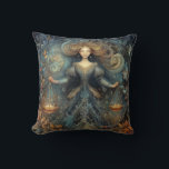 Libra Scales Zodiac Astrology Mystical Birthday Throw Pillow<br><div class="desc">This stunning art work depicts scales,  the symbol for the zodiac sign of Libra. It has a celestial,  magical,  fantasy feel to it. AI assisted graphic purchased with commercial use.  Artwork:  RedHeronLighthouse</div>