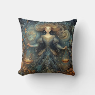 Libra Scales Zodiac Astrology Mystical Birthday Throw Pillow