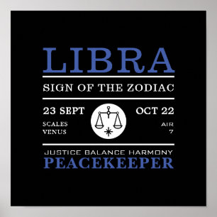 Libra Sign of the Zodiac, Astrological Poster