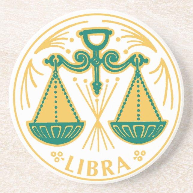 Libra Sign of the Zodiac on a Coaster (Front)