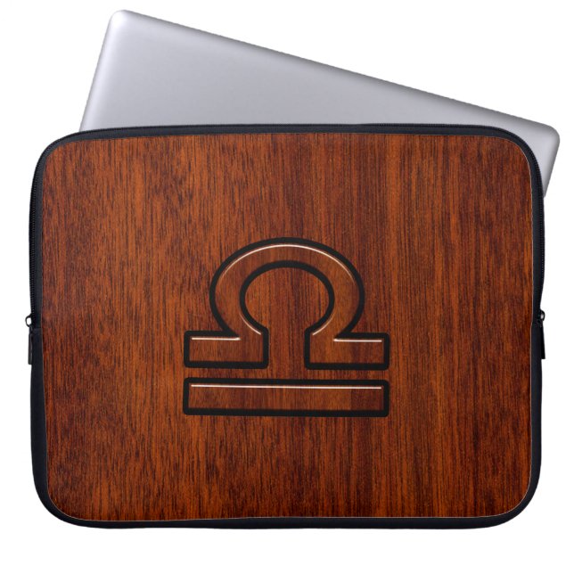 Libra Sign on Mahogany Style Decor Laptop Sleeve (Front)