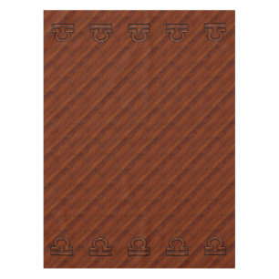 Libra Sign on Mahogany Style Decor Tablecloth
