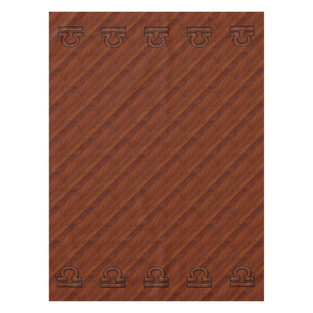 Libra Sign on Mahogany Style Decor Tablecloth (Front)