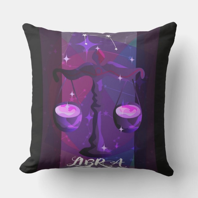 Libra Sign Throw Pillow (Front)