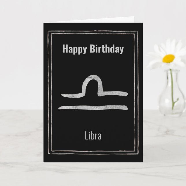 Libra star sign zodiac astrology Happy Birthday Card (Small Plant)