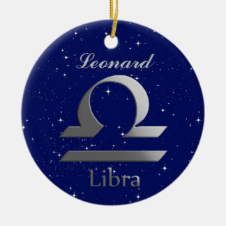 Libra Sun Sign Symbol with Name Ceramic Ornament