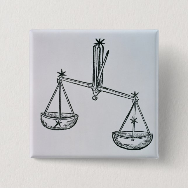Libra (the Scales) an illustration from the 'Poeti 2 Inch Square Button (Front)
