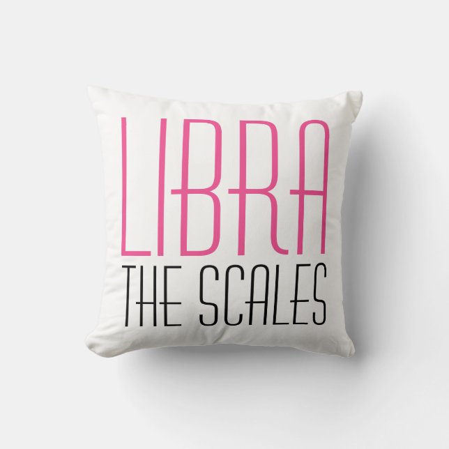 Libra The Scales Initials Typography White Zodiac Throw Pillow (Front)