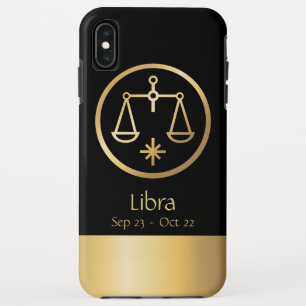Libra the Scales or Balance Zodiac Black Gold iPhone XS Max Case