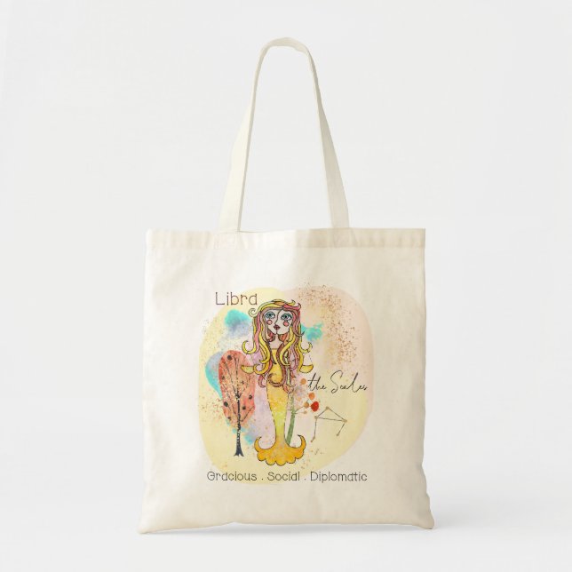 Libra The Scales Personality Traits Zodiac Sign Tote Bag (Front)