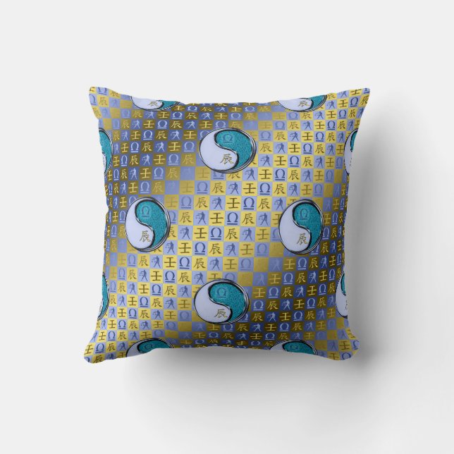 Libra & Water Dragon Throw Pillow (Back)