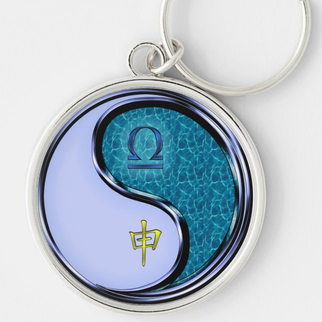 Libra & Water Monkey Keychain (Front)