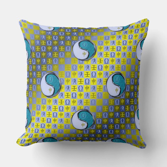 Libra & Water Monkey Throw Pillow (Front)