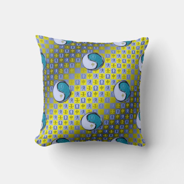 Libra & Water Monkey Throw Pillow (Front)