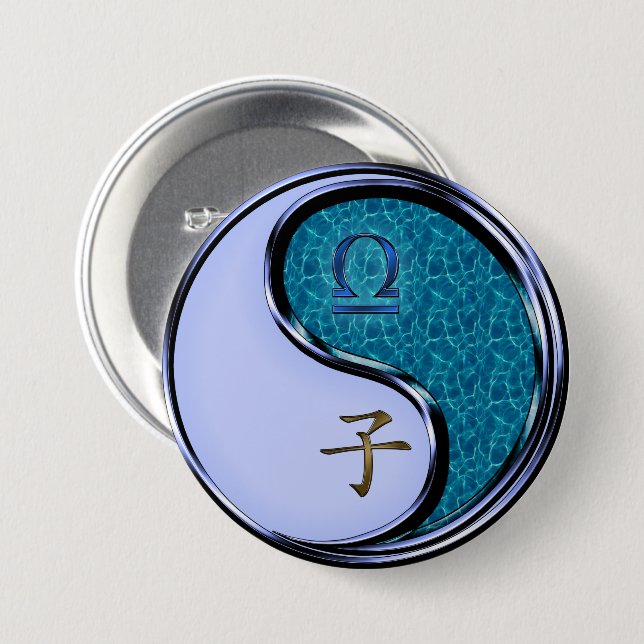Libra & Water Rat 3 Inch Round Button (Front & Back)