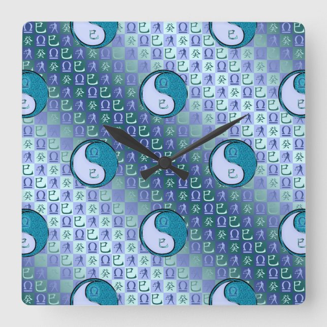 Libra & Water Snake Square Wall Clock (Front)