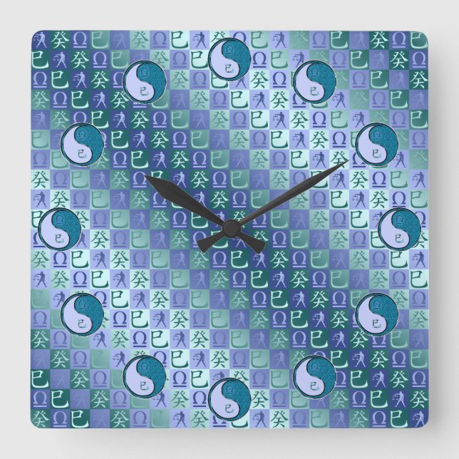 Libra & Water Snake Square Wall Clock (Front)