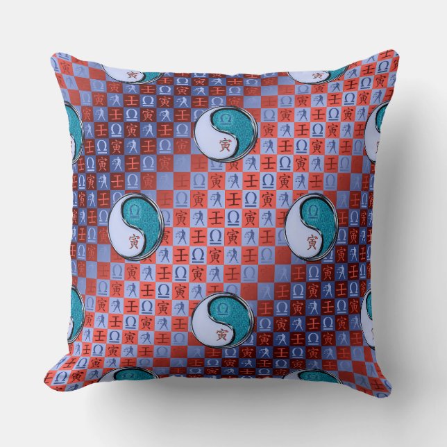 Libra & Water Tiger Throw Pillow (Front)
