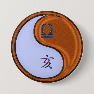 Libra & Wood Boar 3 Inch Round Button