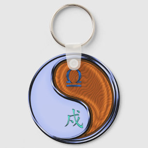 Libra & Wood Dog Keychain