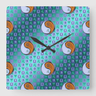 Libra & Wood Dog Square Wall Clock
