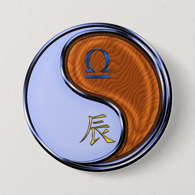 Libra & Wood Dragon 3 Inch Round Button (Front)