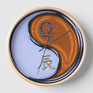 Libra & Wood Dragon Clock