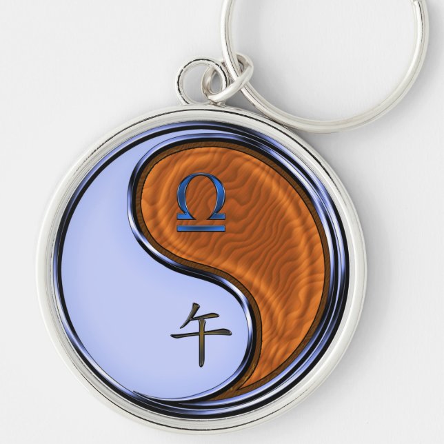 Libra & Wood Horse Keychain (Front)