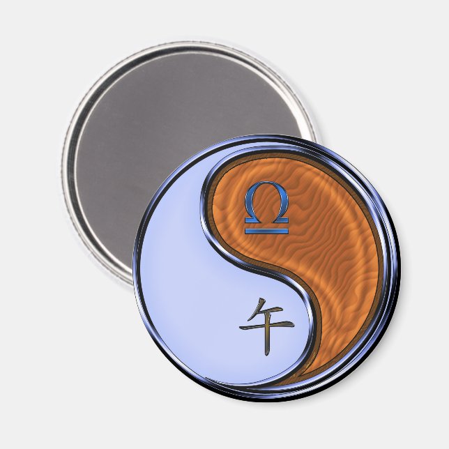 Libra & Wood Horse Magnet (Front/Back)
