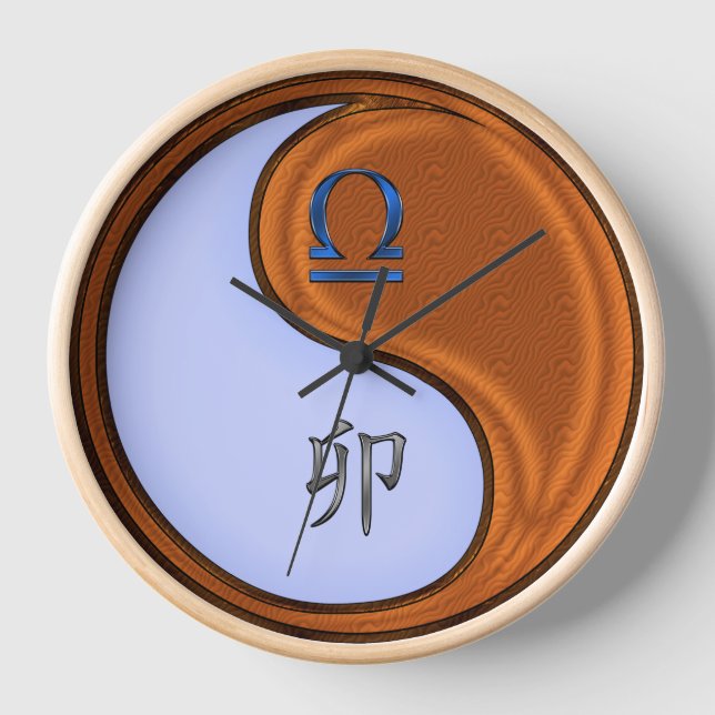 Libra & Wood Rabbit Clock (Front)