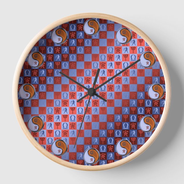Libra & Wood Tiger Clock (Front)